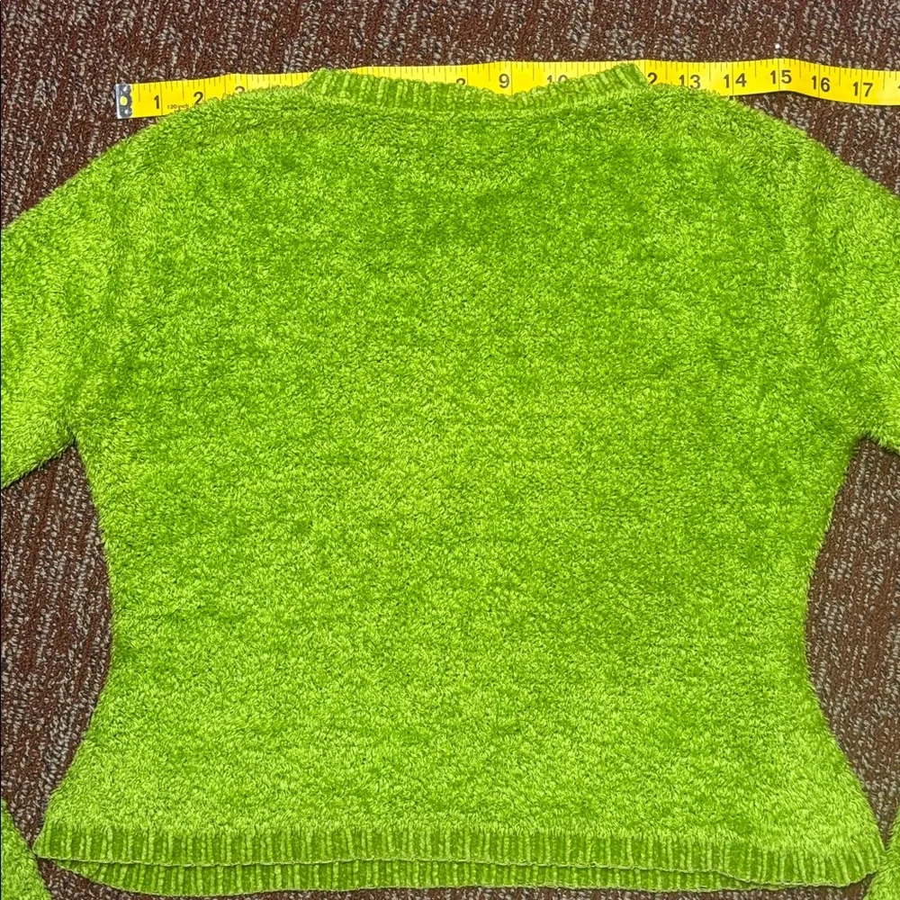 Vintage Limited Too V-Neck cropped Sweater chartreuse textured grail sweater XS - Picture 10 of 10